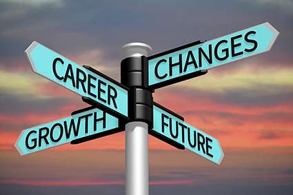 Does career coachign work? Crossroads sign showing different directions of career, change, growth